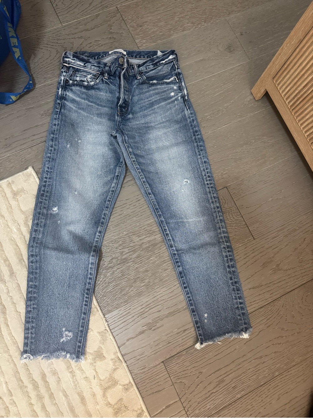 Moussy vintage Distressed Blue Women's Straight-Leg Jeans